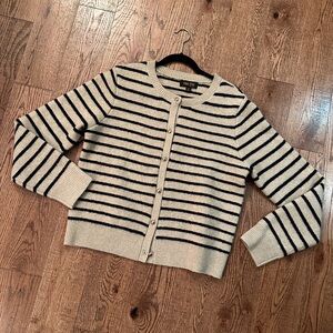 Truth Cream and Black Striped Button-Front Cardigan